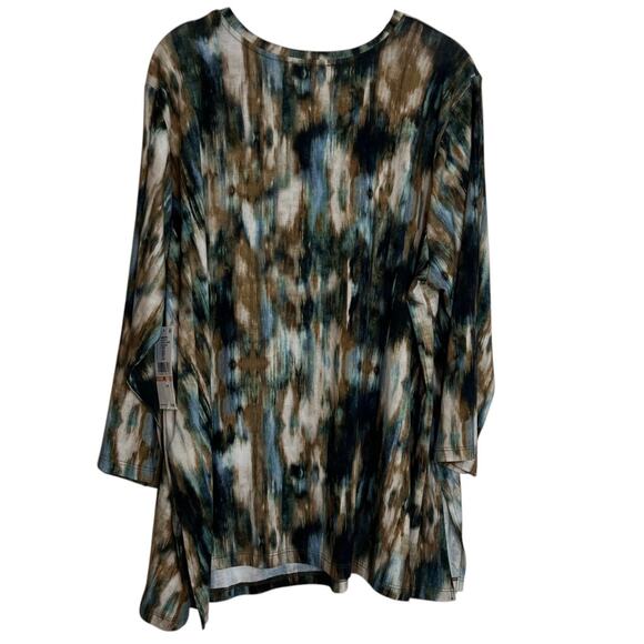 Karen Kane Dandy Girl Side Slit Top 2X Abstract Print Viscose Blend Scoop Neck - Picture 3 of 7